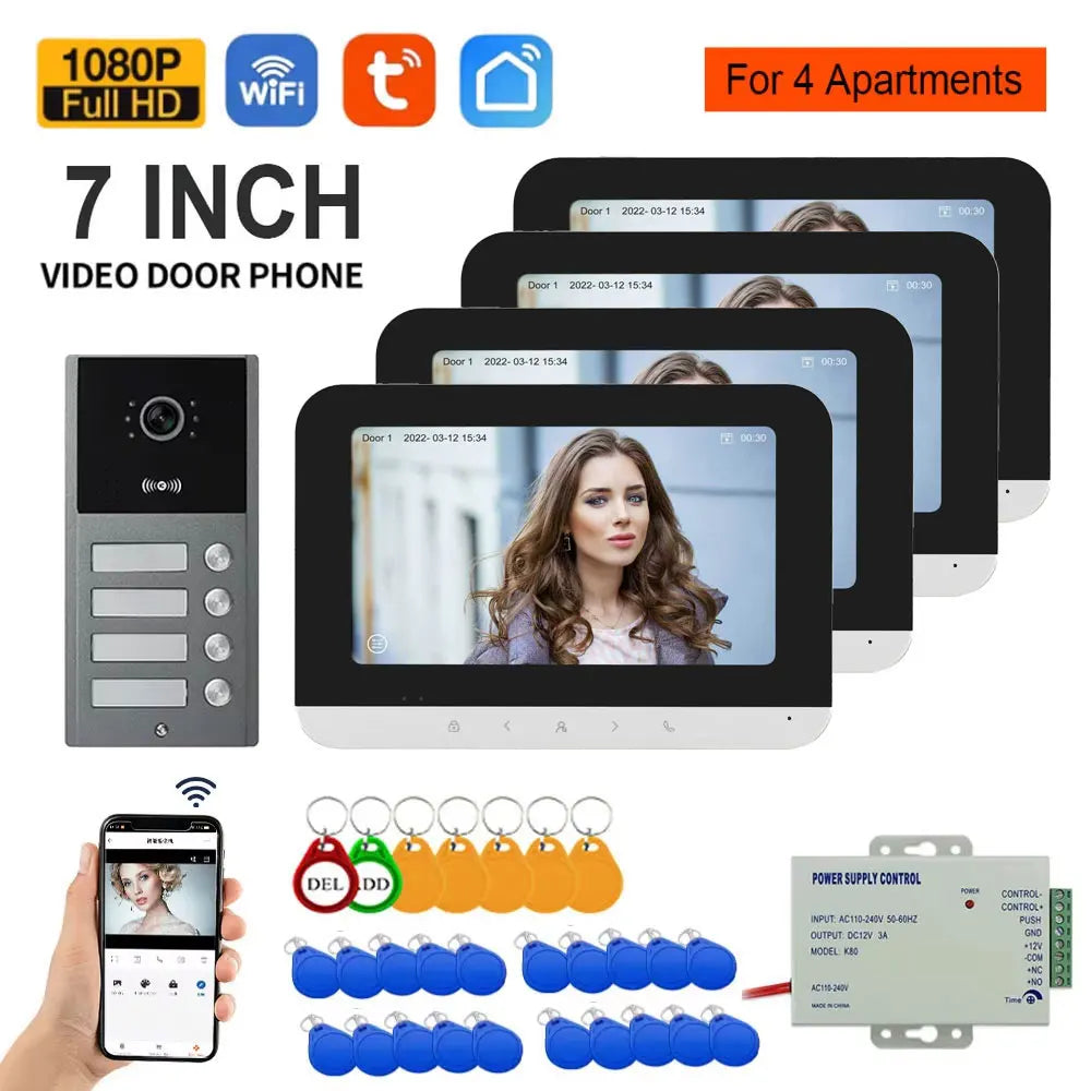 VIDEOCITOFONO SMART WIFI CON MONITOR TOUCH E APERTURA RFID