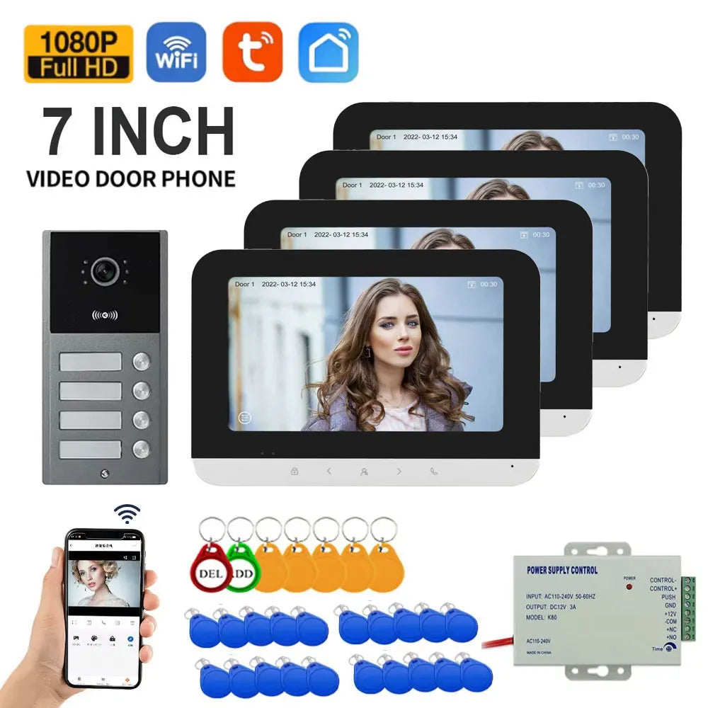 VIDEOCITOFONO SMART WIFI CON MONITOR TOUCH E APERTURA RFID
