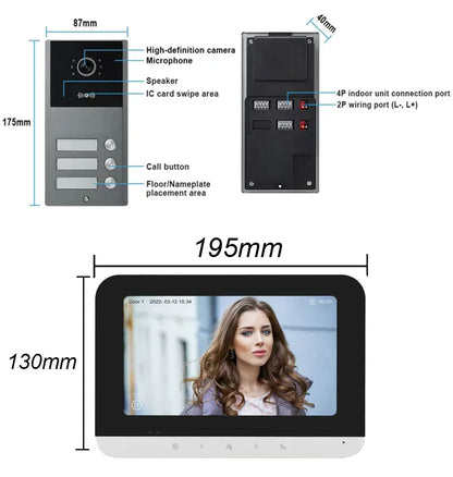 VIDEOCITOFONO SMART WIFI CON MONITOR TOUCH E APERTURA RFID