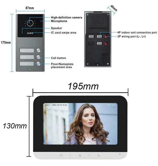 VIDEOCITOFONO SMART WIFI CON MONITOR TOUCH E APERTURA RFID
