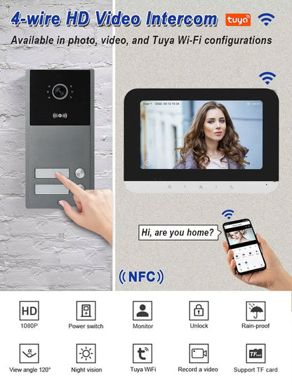 VIDEOCITOFONO SMART WIFI CON MONITOR TOUCH E APERTURA RFID